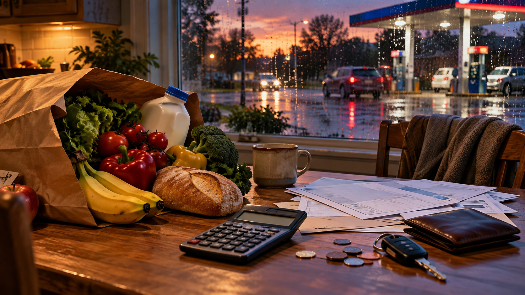 Symbolic illustration of household costs and purchasing power; not a photograph documenting survey respondents.