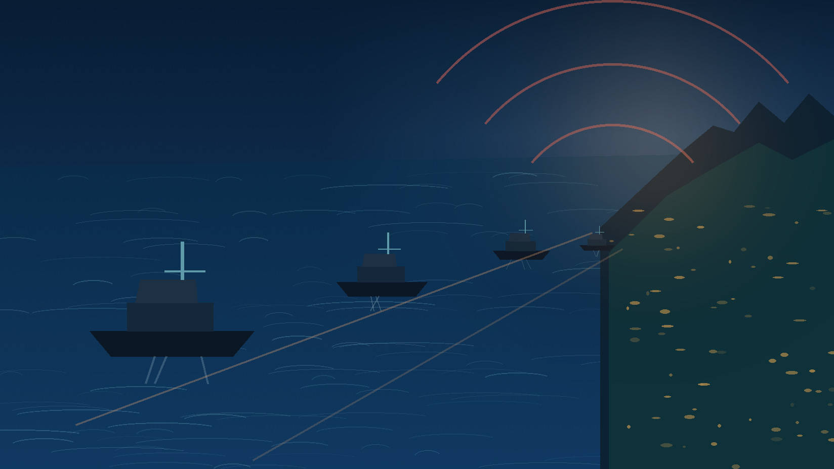 Symbolic editorial illustration: Maritime activity and shipping routes east of Taiwan. Not a documentary photograph of actual events.