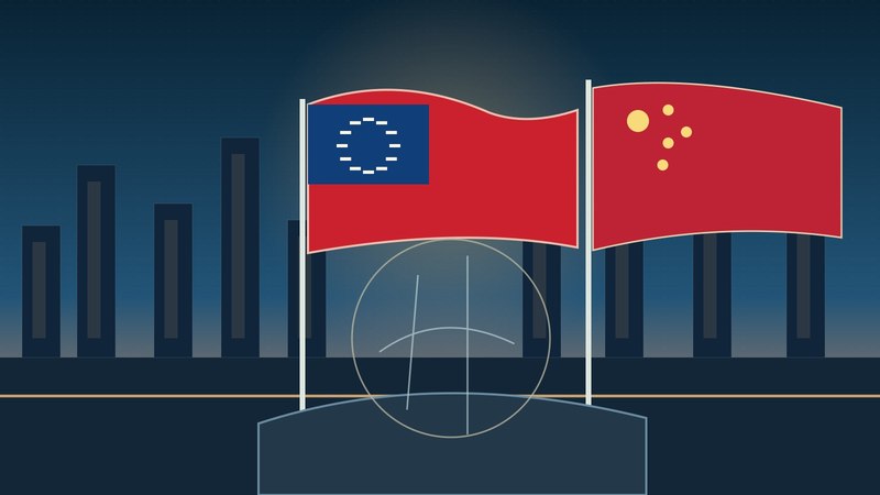 Symbolic editorial illustration for China Sanctions Officials from Paraguay and Belize for Supporting Taiwan; not a documentary photograph of actual events.