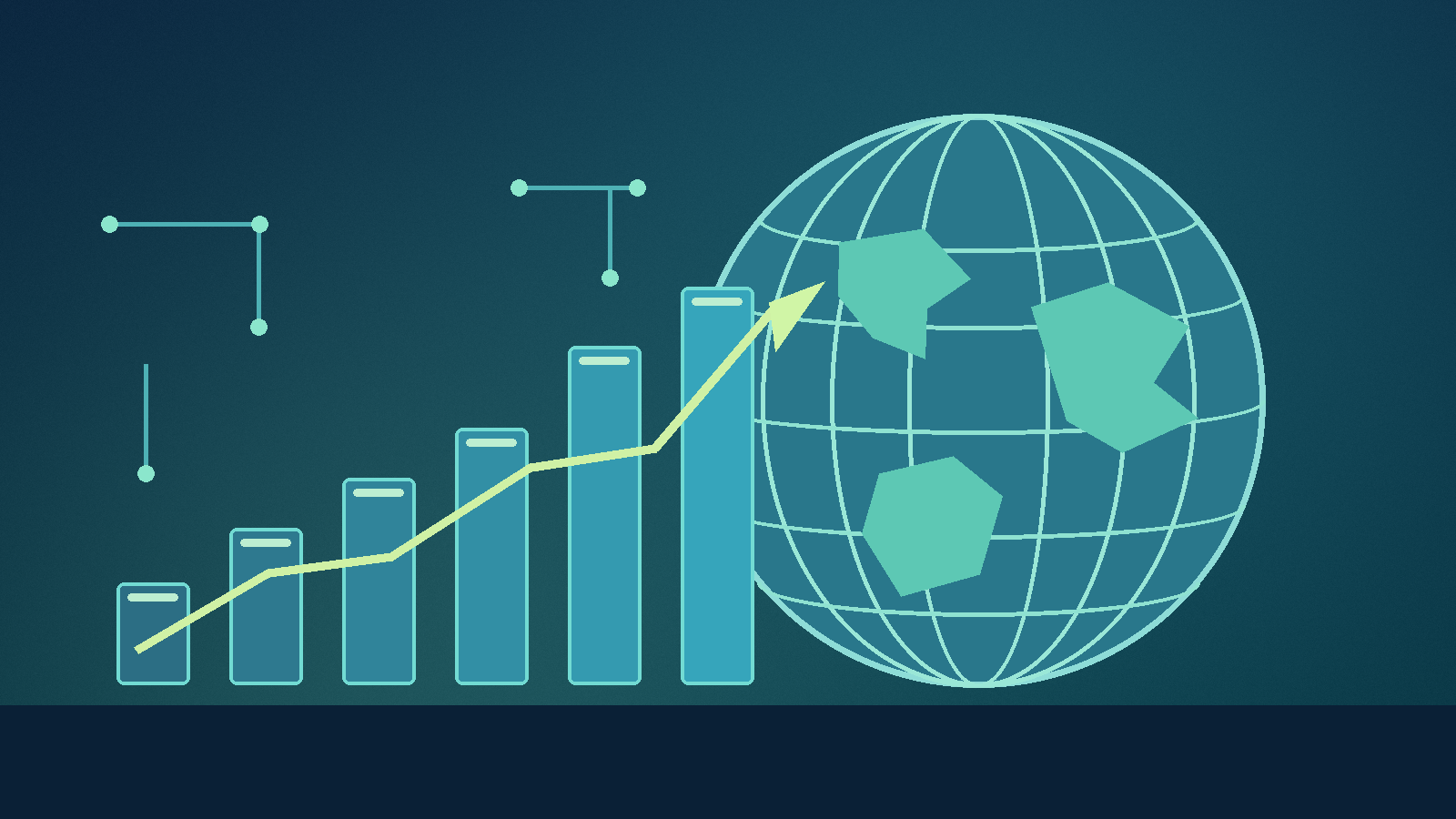 Symbolic editorial illustration representing the topic of IMF Raises Global Growth Forecast — But Warns Inflation, War and Debt Threaten the Economy; not a documentary photograph.